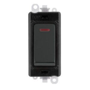 Click Scolmore - Click GridPro 20Ax Double Pole Switch With Led Module Black Matt Black (GM2218BKMB)