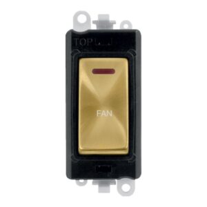 Click Scolmore - Click GridPro 20Ax Double Pole Switch With Led Module Black Satin Brass Fan (GM2218BKSB-FN)
