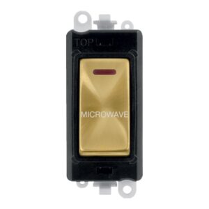 Click Scolmore - Click GridPro 20Ax Double Pole Switch With Led Module Black Satin Brass Microwave (GM2218BKSB-MW)