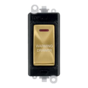 Click Scolmore - Click GridPro 20Ax Double Pole Switch With Led Module Black Satin Brass Warming Drawer (GM2218BKSB-WDR)