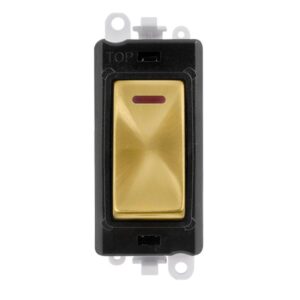 Click Scolmore - Click GridPro 20Ax Double Pole Switch With Led Module Black Satin Brass (GM2218BKSB)