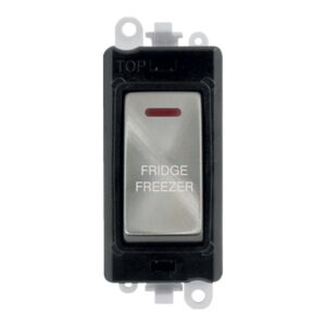 Click Scolmore - Click GridPro 20Ax Double Pole Switch With Led Module Black Satin Chrome Fridge Freezer (GM2218BKSC-FF)