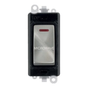 Click Scolmore - Click GridPro 20Ax Double Pole Switch With Led Module Black Satin Chrome Microwave (GM2218BKSC-MW)