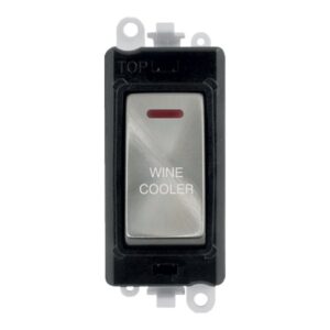Click Scolmore - Click GridPro 20Ax Double Pole Switch With Led Module Black Satin Chrome Wine Cooler (GM2218BKSC-WC)