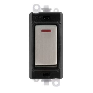 Click Scolmore - Click GridPro 20Ax Double Pole Switch With Led Module Black Stainless Steel (GM2218BKSS)