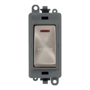 Click Scolmore - Click GridPro 20Ax Double Pole Switch With Led Module Grey Brushed Stainless Hot Tap (GM2218GYBS-HT)
