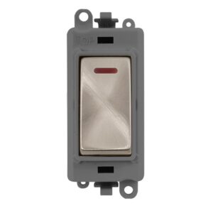 Click Scolmore - Click GridPro 20Ax Double Pole Switch With Led Module Grey Brushed Stainless (GM2218GYBS)