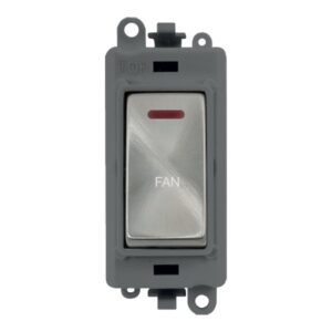 Click Scolmore - Click GridPro 20Ax Double Pole Switch With Led Module Grey Satin Chrome Fan (GM2218GYSC-FN)