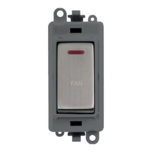 Click Scolmore - Click GridPro 20Ax Double Pole Switch With Led Module Grey Stainless Steel Fan (GM2218GYSS-FN)
