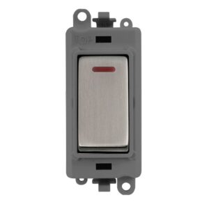 Click Scolmore - Click GridPro 20Ax Double Pole Switch With Led Module Grey Stainless Steel (GM2218GYSS)