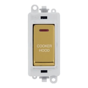 Click Scolmore - Click GridPro 20Ax Double Pole Switch With Led Module Polar White Polished Brass Cooker Hood (GM2218PWBR-CH)