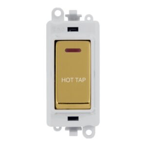 Click Scolmore - Click GridPro 20Ax Double Pole Switch With Led Module Polar White Polished Brass Hot Tap (GM2218PWBR-HT)