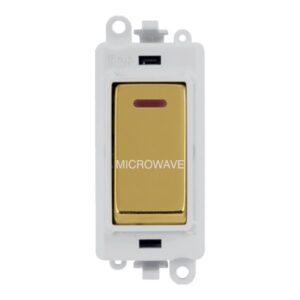Click Scolmore - Click GridPro 20Ax Double Pole Switch With Led Module Polar White Polished Brass Microwave (GM2218PWBR-MW)