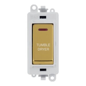 Click Scolmore - Click GridPro 20Ax Double Pole Switch With Led Module Polar White Polished Brass Tumble Dryer (GM2218PWBR-TD)