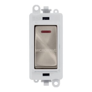 Click Scolmore - Click GridPro 20Ax Double Pole Switch With Led Module Polar White Brushed Stainless Microwave (GM2218PWBS-MW)