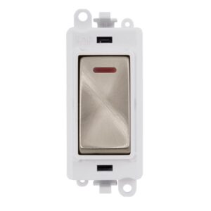 Click Scolmore - Click GridPro 20Ax Double Pole Switch With Led Module Polar White Brushed Stainless (GM2218PWBS)