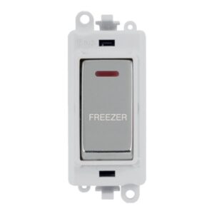 Click Scolmore - Click GridPro 20Ax Double Pole Switch With Led Module Polar White Polished Chrome Freezer (GM2218PWCH-FZ)