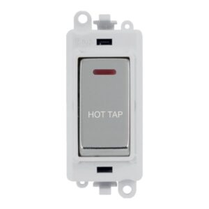 Click Scolmore - Click GridPro 20Ax Double Pole Switch With Led Module Polar White Polished Chrome Hot Tap (GM2218PWCH-HT)