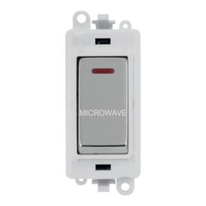 Click Scolmore - Click GridPro 20Ax Double Pole Switch With Led Module Polar White Polished Chrome Microwave (GM2218PWCH-MW)