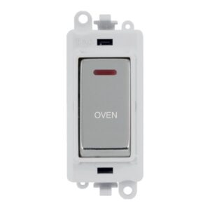 Click Scolmore - Click GridPro 20Ax Double Pole Switch With Led Module Polar White Polished Chrome Oven (GM2218PWCH-OV)