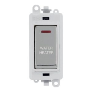 Click Scolmore - Click GridPro 20Ax Double Pole Switch With Led Module Polar White Polished Chrome Water Heater (GM2218PWCH-WH)