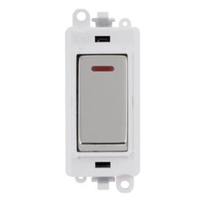 Click Scolmore - Click GridPro 20Ax Double Pole Switch With Led Module Polar White Polished Chrome (GM2218PWCH)
