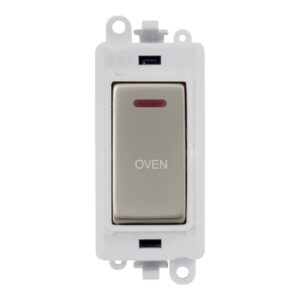 Click Scolmore - Click GridPro 20Ax Double Pole Switch With Led Module Polar White Pearl Nickel Oven (GM2218PWPN-OV)