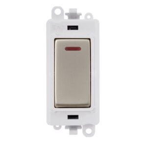 Click Scolmore - Click GridPro 20Ax Double Pole Switch With Led Module Polar White Pearl Nickel (GM2218PWPN)