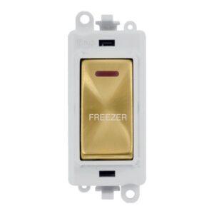Click Scolmore - Click GridPro 20Ax Double Pole Switch With Led Module Polar White Satin Brass Freezer (GM2218PWSB-FZ)