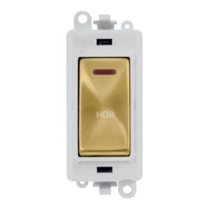 Click Scolmore - Click GridPro 20Ax Double Pole Switch With Led Module Polar White Satin Brass Hob (GM2218PWSB-HB)