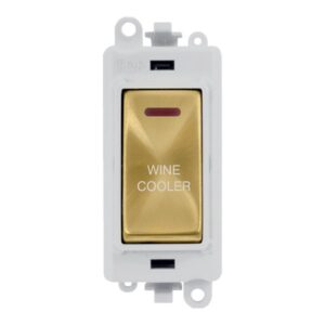 Click Scolmore - Click GridPro 20Ax Double Pole Switch With Led Module Polar White Satin Brass Wine Cooler (GM2218PWSB-WC)