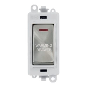 Click Scolmore - Click GridPro 20Ax Double Pole Switch With Led Module Polar White Satin Chrome Warming Drawer (GM2218PWSC-WDR)