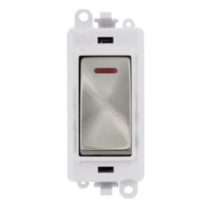 Click Scolmore - Click GridPro 20Ax Double Pole Switch With Led Module Polar White Satin Chrome (GM2218PWSC)