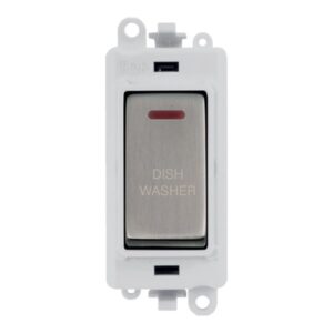 Click Scolmore - Click GridPro 20Ax Double Pole Switch With Led Module Polar White Stainless Steel Dishwasher (GM2218PWSS-DW)