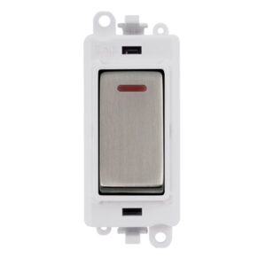 Click Scolmore - Click GridPro 20Ax Double Pole Switch With Led Module Polar White Stainless Steel (GM2218PWSS)