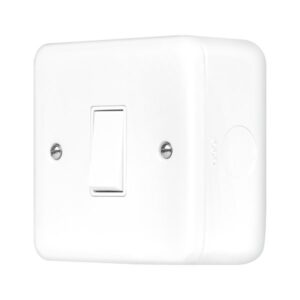 Click Metal Clad Pro 10Ax 1 Gang 1 Way Switch Polar White