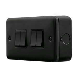 Click Metal Clad Pro 10Ax 4 Gang 2 Way Switch Black