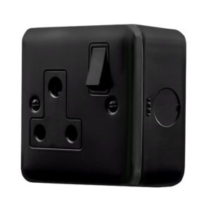 Click Scolmore - Click Metal Clad Pro 15A Round Pin Socket Outlet Black (MCP034BK)