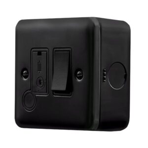 Click Scolmore - Click Metal Clad Pro 13A Switched Fused Connection With Flex Outlet With Optional Flex Outlet Black (MCP051BK)