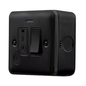 Click Scolmore - Click Metal Clad Pro 13A Switched Fused Connection With Flex Outlet With Optional Flex Outlet & Led Black (MCP052BK)