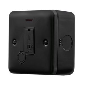 Click Scolmore - Click Metal Clad Pro 13A Fused Connection With Flex Outlet With Optional Flex Outlet & Led Black (MCP053BK)