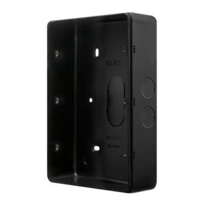 Click Scolmore - Click Metal Clad Pro 2 Gang 50Mm Deep 3 Tier Surface Mounting Box Black (MCP090BK)