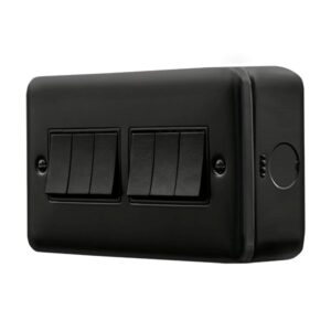 Click Scolmore - Click Metal Clad Pro 10Ax 6 Gang 2 Way Switch Black (MCP105BK)