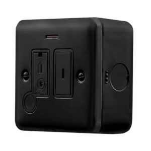 Click Scolmore - Click Metal Clad Pro 13A Key Switched Fused Connection With Flex Outlet With Optional Flex Outlet & Led -Black (MCP1252BK)