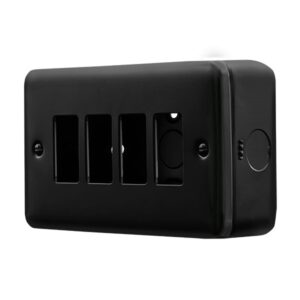 Click Scolmore - Click Metal Clad Pro 4 Gang GridPro Front Plate Black (MCP20404BK)