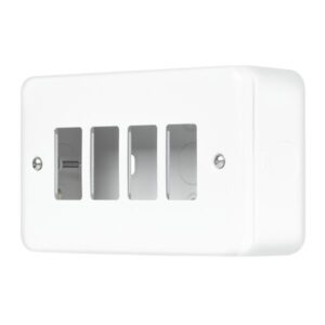 Click Scolmore - Click Metal Clad Pro 4 Gang GridPro Front Plate Polar White (MCP20404PW)