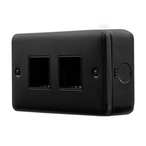 Click Metal Clad Pro 2 Gang Minigrid Plate 2+2 Aperture Black