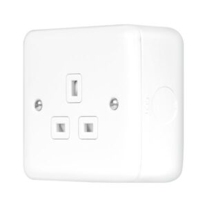 Click Metal Clad Pro 13A 1 Gang Safety Shutter Unswitched Socket Outlet Polar White