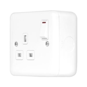 Click Metal Clad Pro 13A 1 Gang Double Pole Safety Shutter Switched Socket Outlet With Led Indication Polar White