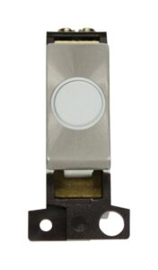 Click Scolmore - Click MiniGrid 20A Ingot Flex Outlet Module White- Brushed Stainless Steel (MD017WHBS)
